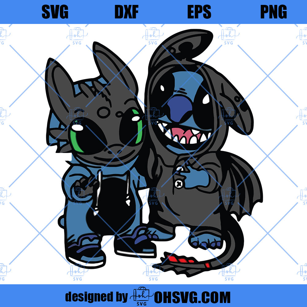 Stitch x Toothless SVG, Stitch SVG, Toothless SVG