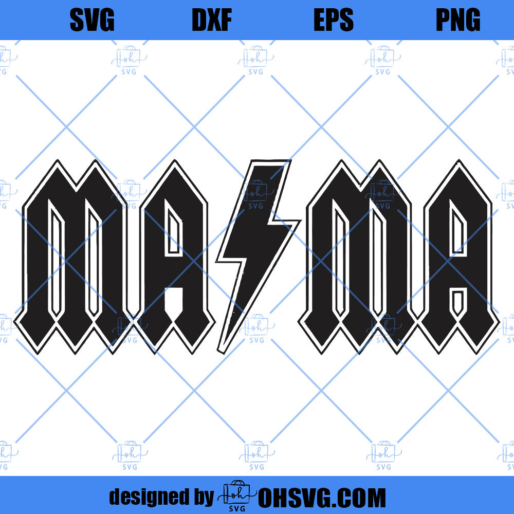 ACDC Mama SVG File, Mama SVG PNG DXF Cut Files For Cricut – ohsvg