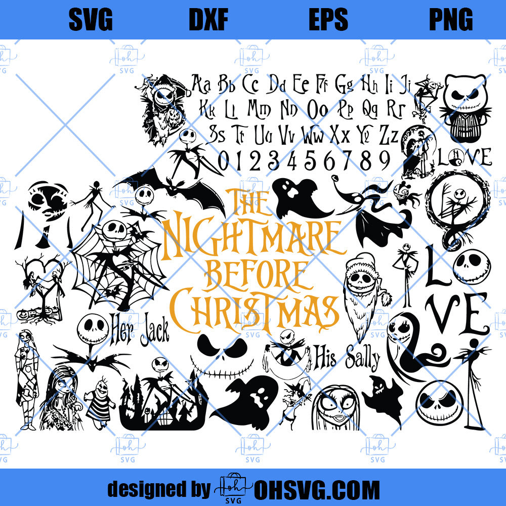 Nightmare Before Christmas SVG bundle, Jack Skellington SVG, Jack and Sally SVG