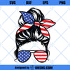 USA Mom Bun SVG, American Flag Mom Bun SVG, American Flag Mom Life SVG