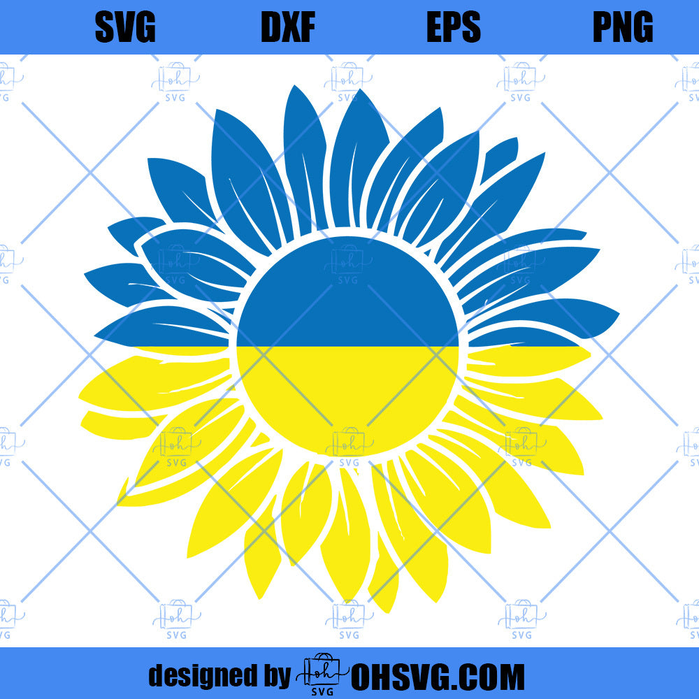 Ukrainian Flag SVG, Yellow Blue Sunflower Ukraine Flag SVG, Support Ukraine SVG
