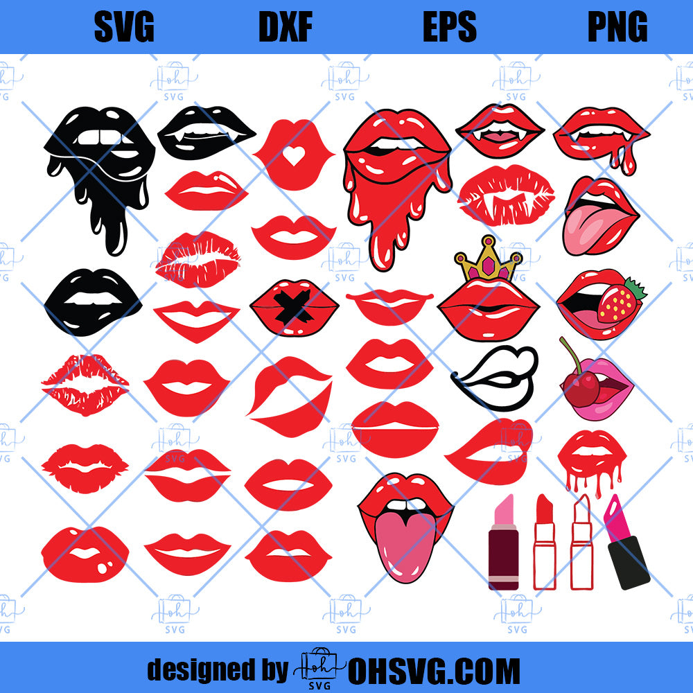 Lips SVG, Kiss SVG, Lips Print SVG, Red Lips SVG, Dripping Lips SVG, Mouth SVG