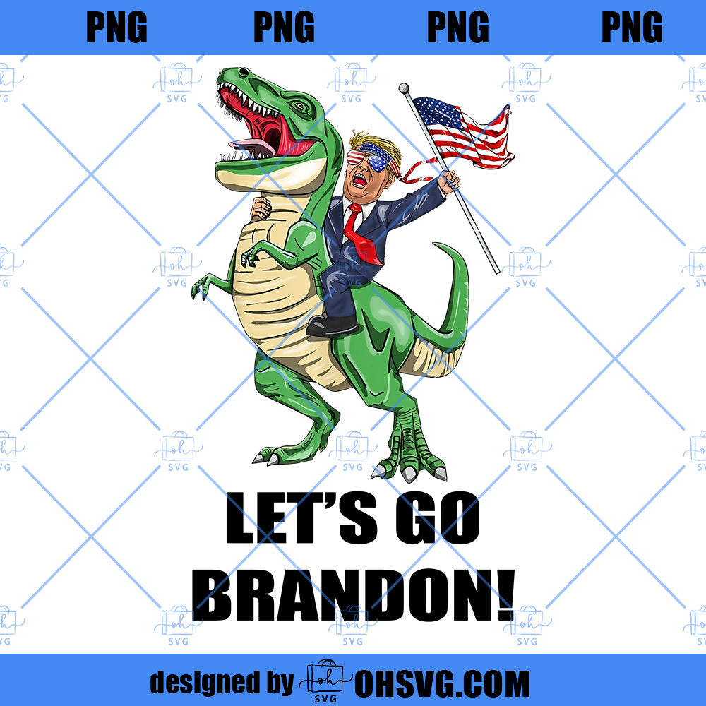 Let's Go Brandon PNG, Team Trump PNG, T-Rex Dinosaur With Trump American Flag PNG