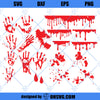 Blood Splatter Bloody Handprint Drips SVG, True Crime, Horror, Serial Killer, Blood Smears, Ink, Halloween
