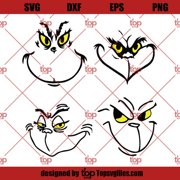 Grinch Face SVG, Grinch SVG PNG DXF Cut Files For Cricut - ohsvg