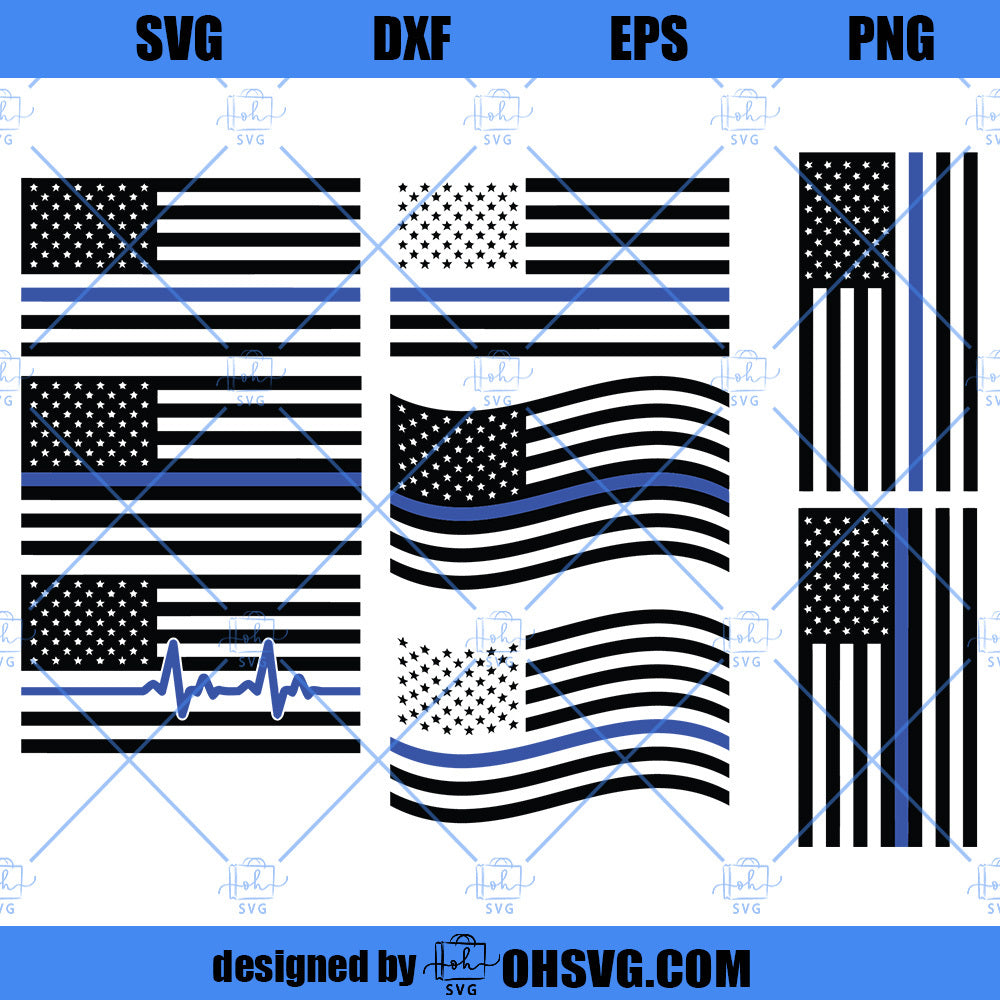 Police Blue Line US Flag SVG, Police SVG, Back The Blue SVG, Blue Line Brave SVG