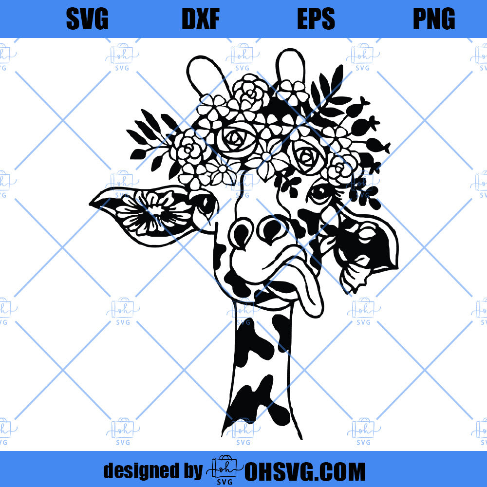 Giraffe SVG, Giraffe Flower SVG, Flower Crown SVG, Animal Mandala SVG