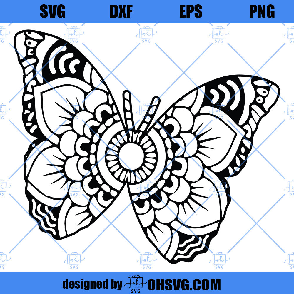 Mandala Butterfly SVG, Butterfly SVG Cricut Silhouette PNG DXF Cut Files For Cricut