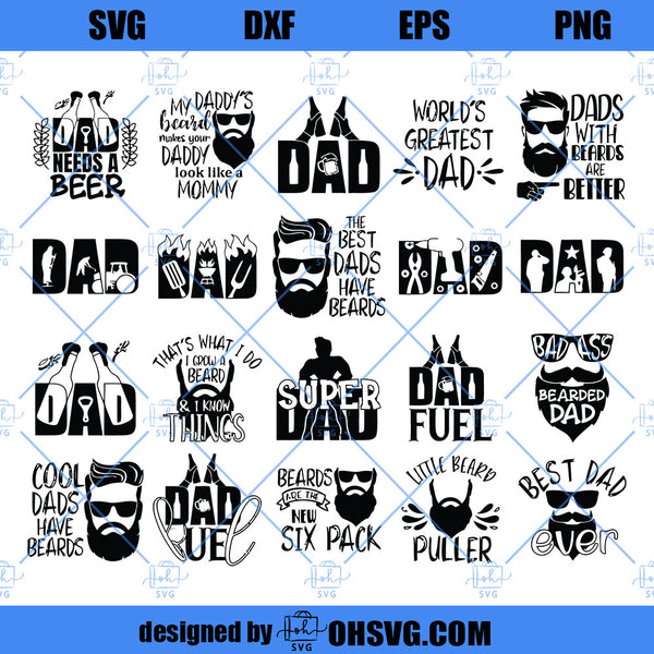 Beard Dad Svg, Mustache Dad Svg, Happy Father's Day Svg