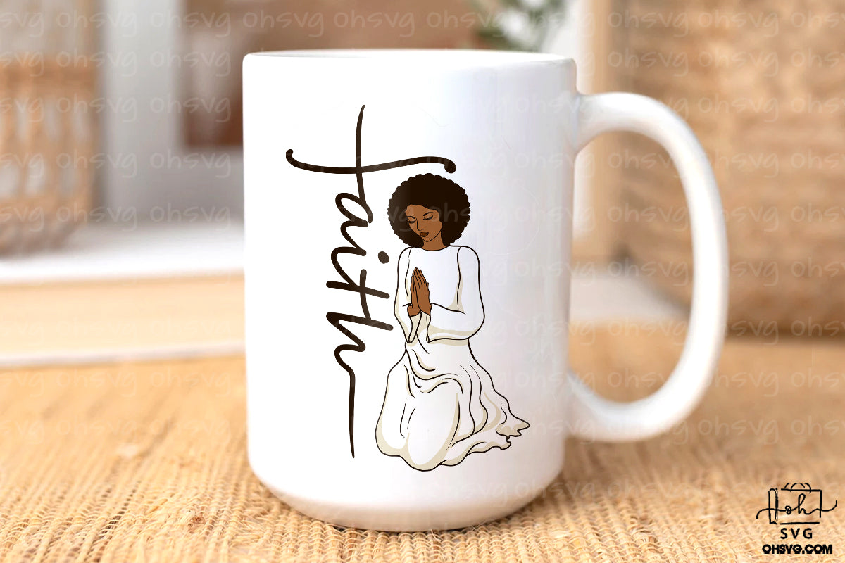 Angel Prayers Faith PNG, Afro Woman PNG, Black Woman Faith PNG