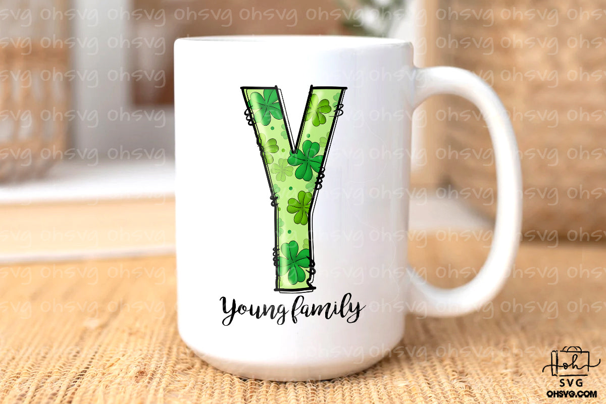 Letter Y Patricks Day PNG, Custome Name Family St Patrick's Day, Shamrock Irish Alphabet PNG