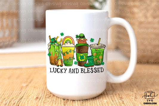 Lucky And Blessed PNG, Coffee St Patricks Day PNG, Drinks St Patricks Day PNG